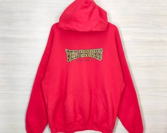Red Hawks Hoodie Sweater Vintage Y2K Red Hawks Sweatshirt Jumper Pullover Red Size