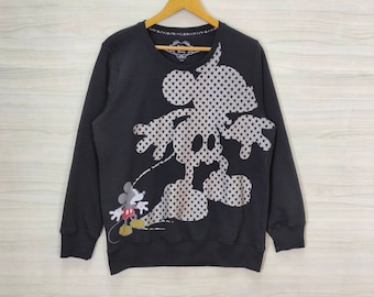 Y2K Disney Mickey Mouse Sweatshirt Large Vintage Minnie Mouse Sweater Jumper Pullover Crewneck Black Womens Size L