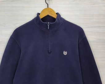 Vtg 90s Chaps Ralph Lauren Quarter Zip Sweater Large Vintage Ralph