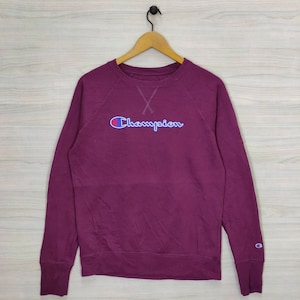 Champion Sweater, Vintage Crewneck, Champion Embroidery, Maroon Jumper, Raglan Sweatshirt, Medium