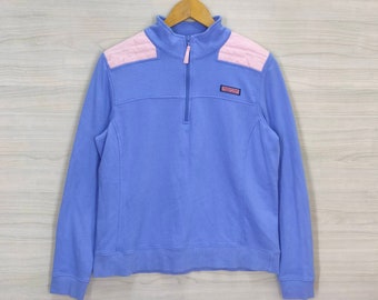 Y2K Vineyard Vines Quarter Zip Sweater Vintage Jumper Pullover Blue Womens Size M