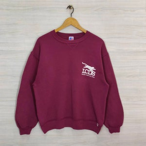 90s Russell Athletic Crewneck Sweatshirt Large Vintage Lancaster County Day School Pennsylvania Sweater Jumper Pullover Maroon Womens Size L