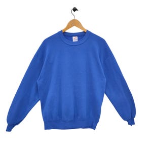 90s Jerzees Blank Sweatshirt Vintage Plain Sweater Jumper Pullover Crewneck Navy Blue