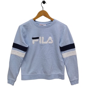 FILA Sweatshirt Small Vintage Fila Embroidery Sweater Jumper Crewneck Blue Size S