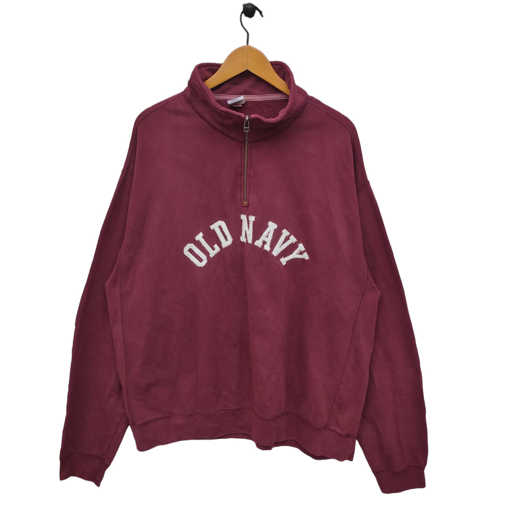 Old Navy Quarter Zip Sweatshirt XXL Vintage Old Navy Embroidery Sweater Jumper Maroon Size 2XL Etsy Ireland
