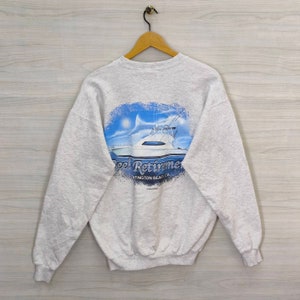 90s Huntington Beach Crewneck Sweatshirt Medium Vintage Hanes California Sweater Jumper Pullover Crew-neck Baggy Graphics White Mens Size M