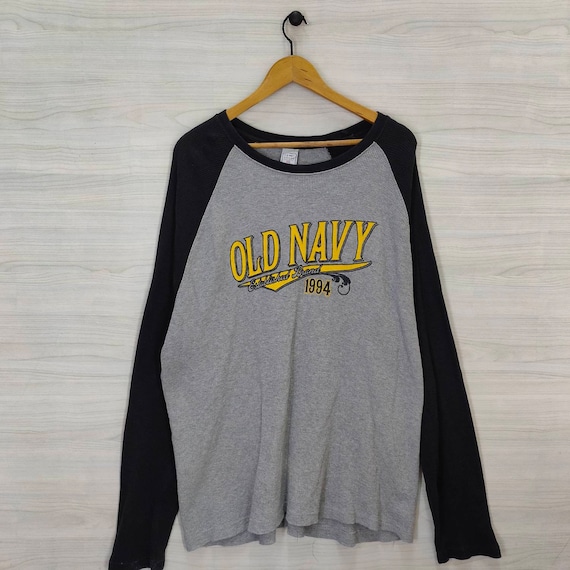90s old navy ロンT Vtg Old Navy 1994 Pullover Vintage Long Sleeve Raglan Gray Black