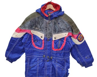 Phenix Ski Jacket Large / Vintage Colorblock Winter Jacket | Retro 80s/90s Style, Ski Wear, Blue Yellow Gray Red