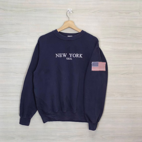 トップス Vintage navy embroidered sweatshirt Vintage Top Stitch Embroidered Sweatshirt Navy Floral New