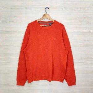 90s Izod Crewneck Sweatshirt Large Vintage Izod Sweater Jumper Pullover Embroidery Logo Orange Size L