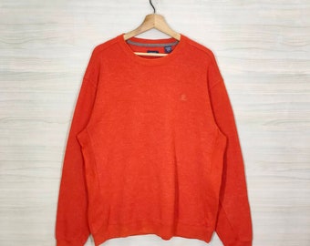 90s Izod Crewneck Sweatshirt Large Vintage Izod Sweater Jumper Pullover Embroidery Logo Orange Size L