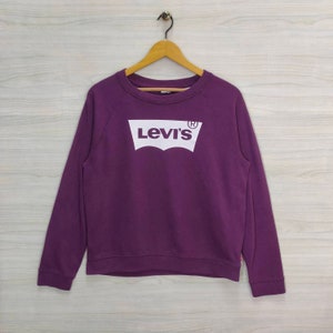 Y2K Levi&#39;s Sweatshirt Raglan Large Vintage Levi&#39;s Sweater Jumper Pullover Maroon Womens Size L