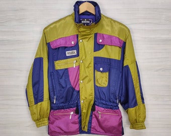 Two Piece Skiing Suit Ski Skisuit Vintage RESEDA Snow Jacket Winter Pants Outwear Costume Overall Color Block Multi color Size 150 Junior