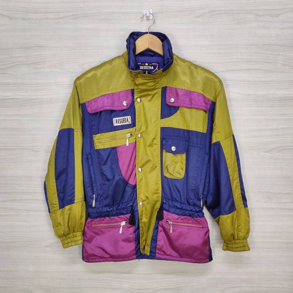 Two Piece Skiing Suit Ski Skisuit Vintage RESEDA Snow Jacket Winter Pants Outwear Costume Overall Color Block Multi color Size 150 Junior