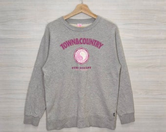 Sudadera con cuello redondo estilo vintage de Town and Country Surf Designs Pearl City Hawaii, talla M, color gris