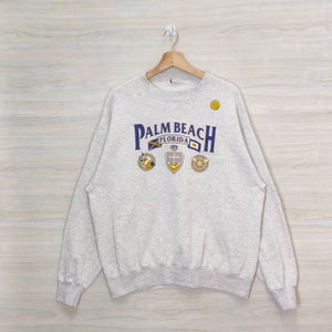 90s Palm Beach Florida Souvenir Sweatshirt Vintage Palm Beach Florida Crewneck Jumper Pullover White Size XL