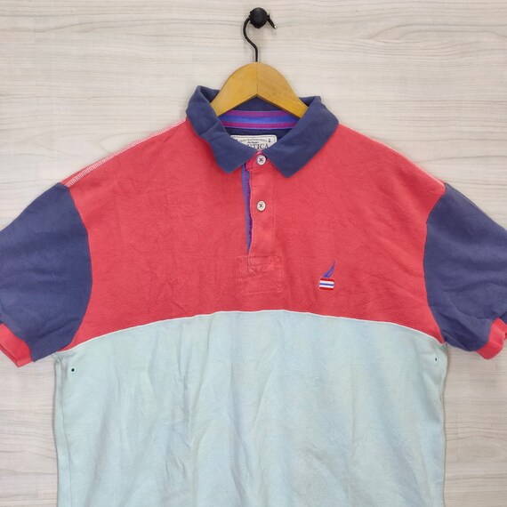 Nautica Polo Shirt, Colorblock Top Tee, Vintage 9… - image 3