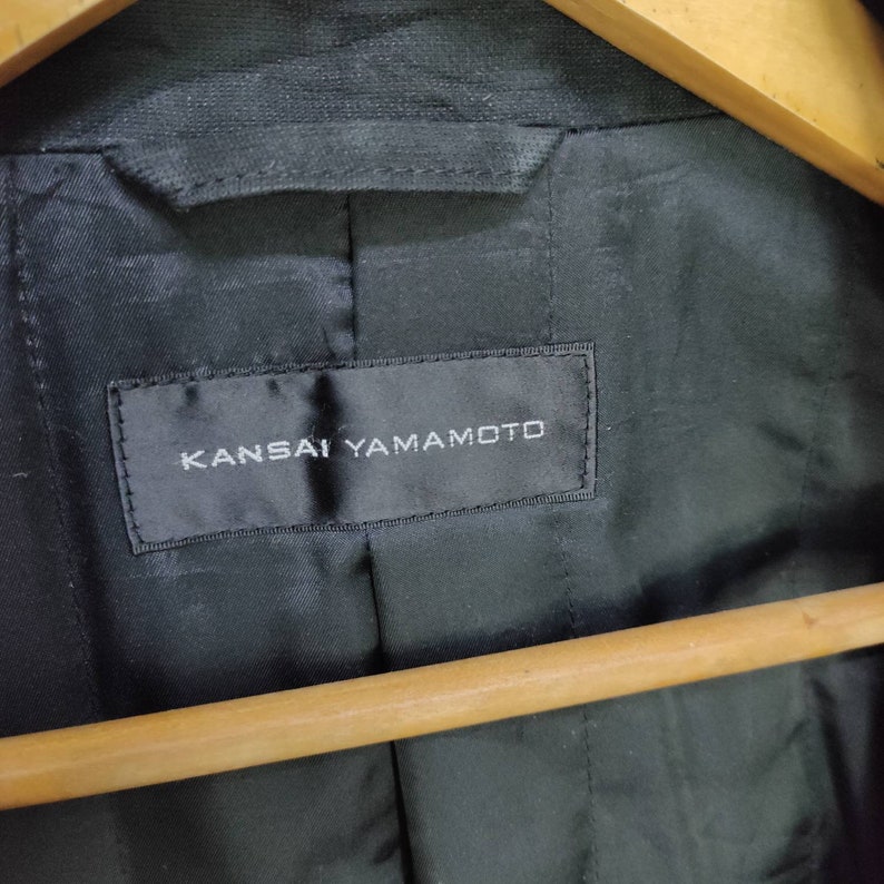 KANSAI YAMAMOTO Casual Jacket Black Vintage 90s Frenchwork Denim Jeans Jacket Casual Field Jacket Zipper Buttons
