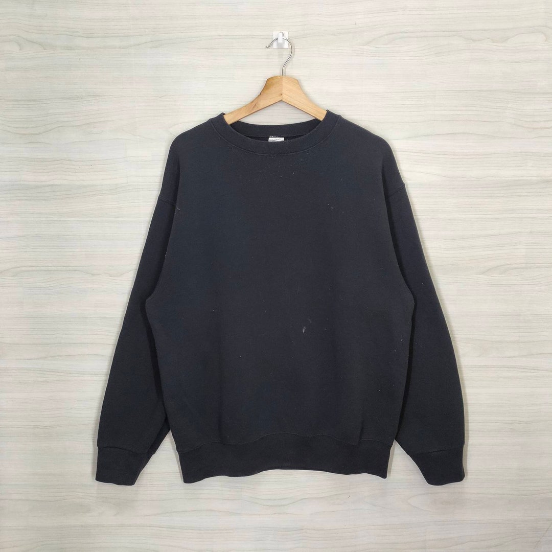 \"90s fruits\" sweatshirt XL USA製 black Vintage 90s Black Crewneck Sweatshirt Distressed Black Adult