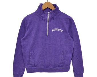 Northwestern University Quarter Zip Sweater Vintage Redshirt North Western Sweater Jumper Purple Womens Size Medium