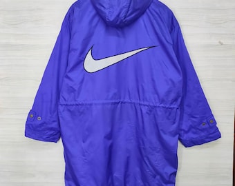 90s Nike Jacket , Vintage Nike Parka Jacket , Zipper , Snap Button , Hoodie Jacket
