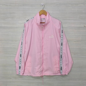 PUMA Windbreker Jacket Vintage 90s Puma Sweater Vintage 1990s Puma Training Puma jogger Puma Embroidery Puma Big Logo Puma Pink
