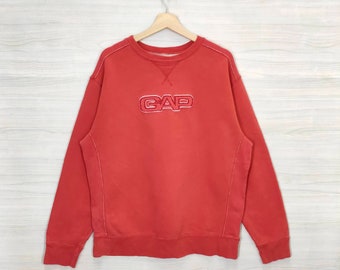 GAP Sweatshirt Large Vintage Gap Sweater Jumper Pullover Gap Spell out Patches Embroidery Size L