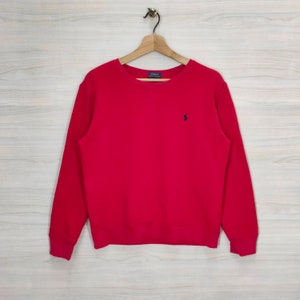 Vtg 90s Polo Ralph Lauren Crewneck Sweatshirt Medium Vintage Polo Ralph Lauren Sweater Jumper Pullover Pony Red Size M