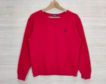 Vtg 90s Polo Ralph Lauren Crewneck Sweatshirt Medium Vintage Polo Ralph Lauren Sweater Jumper Pullover Pony Red Size M