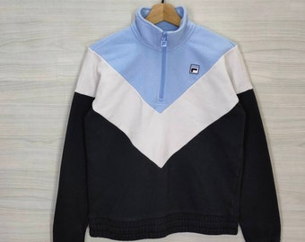 Fila Quarter Zip Sweater Small Vintage Fila Sweatshirt Jumper Pullover Colorblock Size S