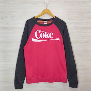 COCA COLA Crewneck Raglan Vintage 90s Coca cola Sweatshirt Spellout Coke Jumper Pullover Red Black Size Large