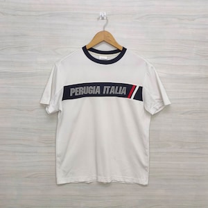 ELLESSE White Shirt Vintage Ellesse Perugia Italia Jersey Top Tee Size M Medium