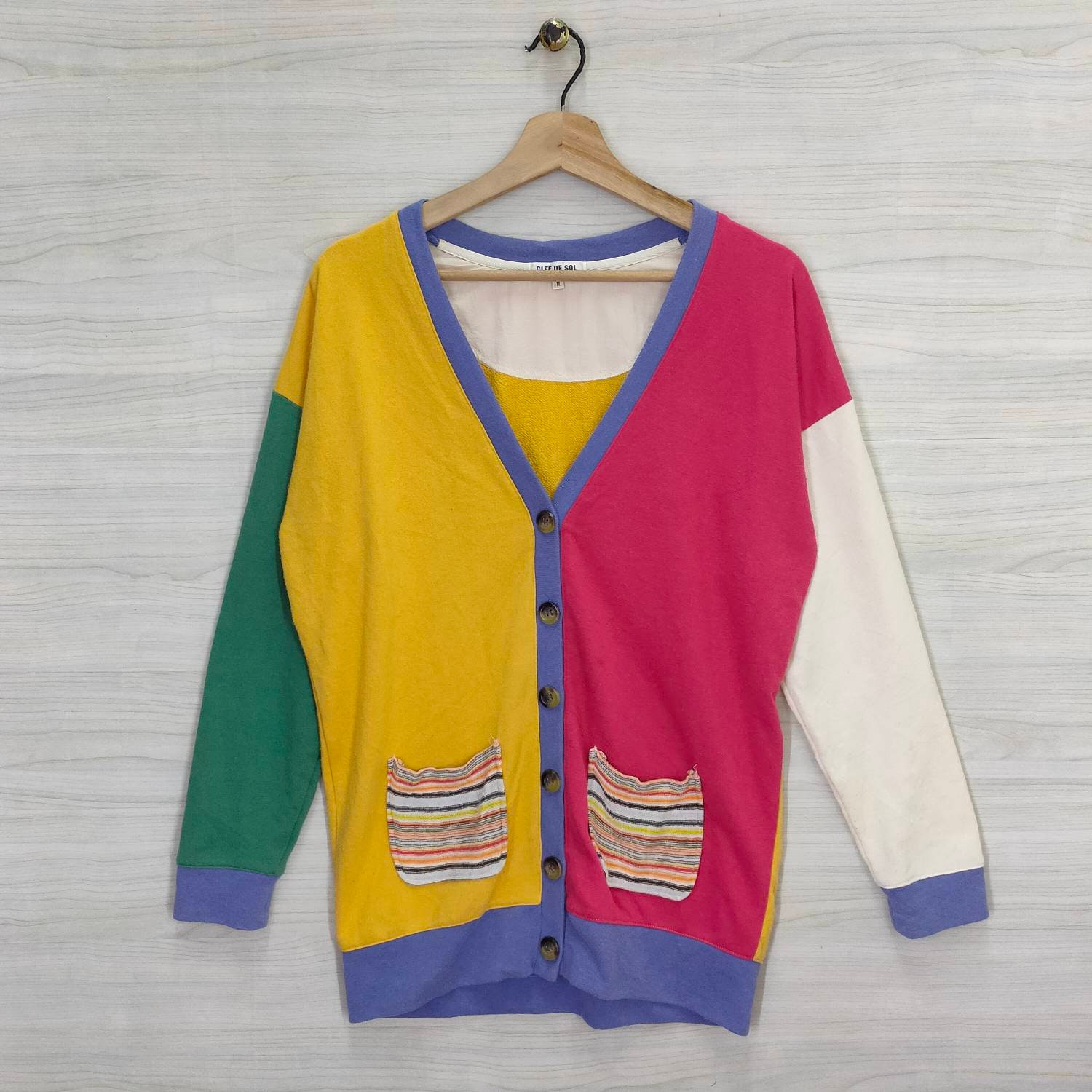 Vtg 80s 90s Colorblock Cardigan Medium Vintage Colorful Vtg 80s 90s Colorblock Cardigan Medium Vintage Colorful