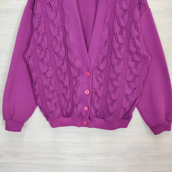 Vtg 90s Cardigan Purple Large Vintage Lady Foot Locker Sweater Jacket Lilac Womens Size L View 5