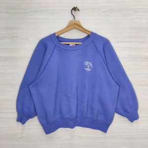 Vtg 80s Jerzees Raglan Sweatshirt Large Vintage Turnberry Scotland Sweater Jumper Pullover Crewneck Blue Size L