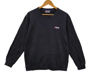 Sudadera de cuello redondo FILA, suéter vintage Fila, jersey, jersey Fila Italia, negro