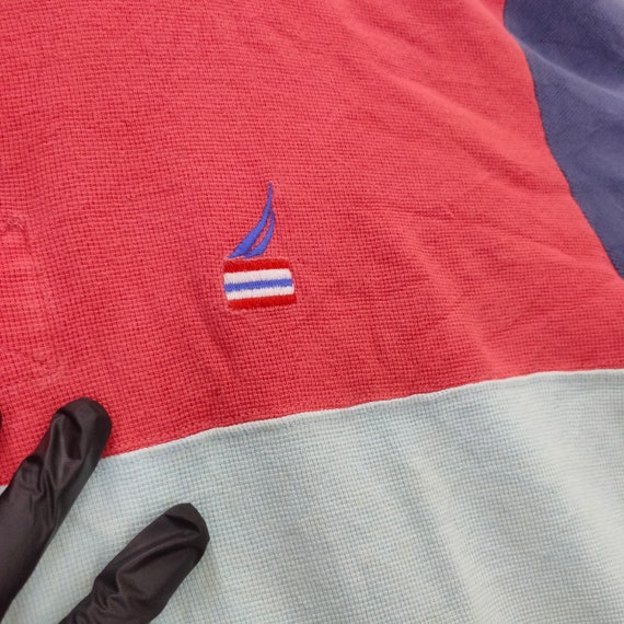 Nautica Polo Shirt, Colorblock Top Tee, Vintage 9… - image 8