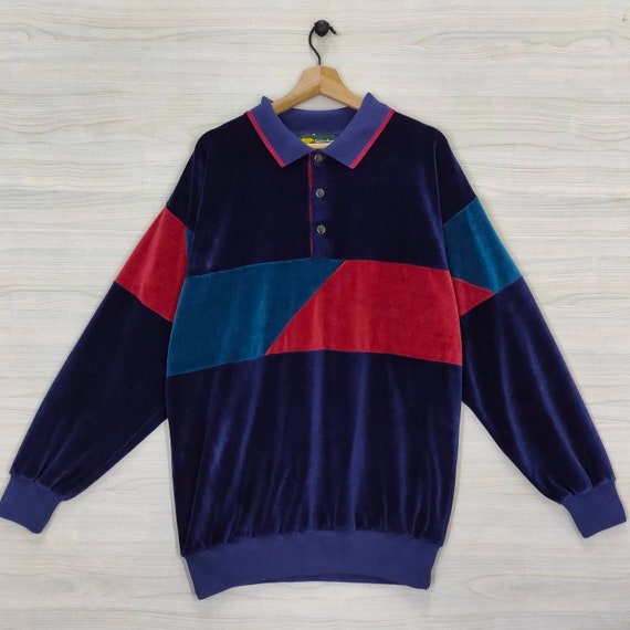 Golden Bear Jack Nicklaus Vintage Velour Sweater Color Block Jumper Multicolor Polo Shirt 90s Pullover Etsy UK
