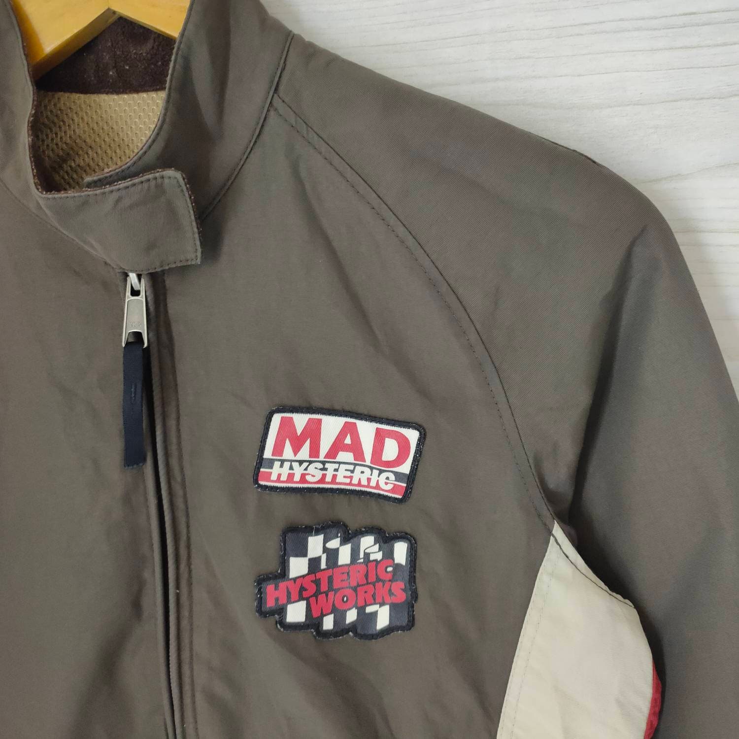 90's「HYSTERIC GLAMOUR」Brown Wool MA 1 90's Hysteric Glamour Mechanic Zip-Up - L | neverlandsupply