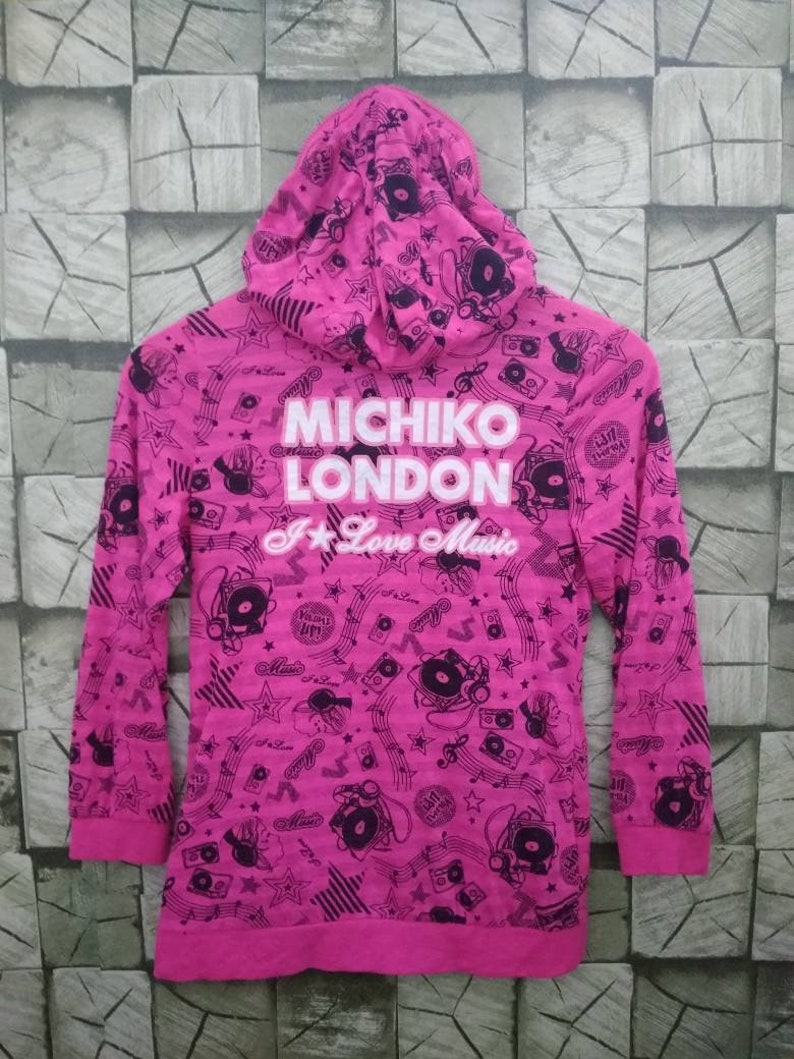Michiko London Junior Hoodie Vintage Michiko London Junior Love Music Long sleeve Pink Shirt Michiko Zipper girls Shirt Size 11
