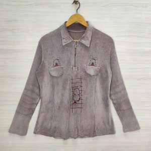 Vtg Sofia Corduroy Pullover Small Vintage Sweater Jumper Cartoon characters Gray Womens Size S