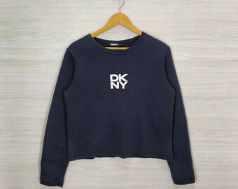 DKNY Sweatshirt Crop Top Black Womens Size Large