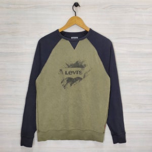 Levi&#39;s Sweater, Vintage Levi&#39;s Strauss Jumper, Raglan Sweatshirt, Green, Black, Men&#39;s Small