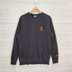 Baseball Sweatshirt Large Vintage Baseballism Crewneck Embroidery Black Size L
