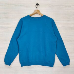 90s Hanes Blank Raglan Sweatshirt Medium Vintage Hanes Plain Sweater Jumper Crewneck Aqua Colors Size M