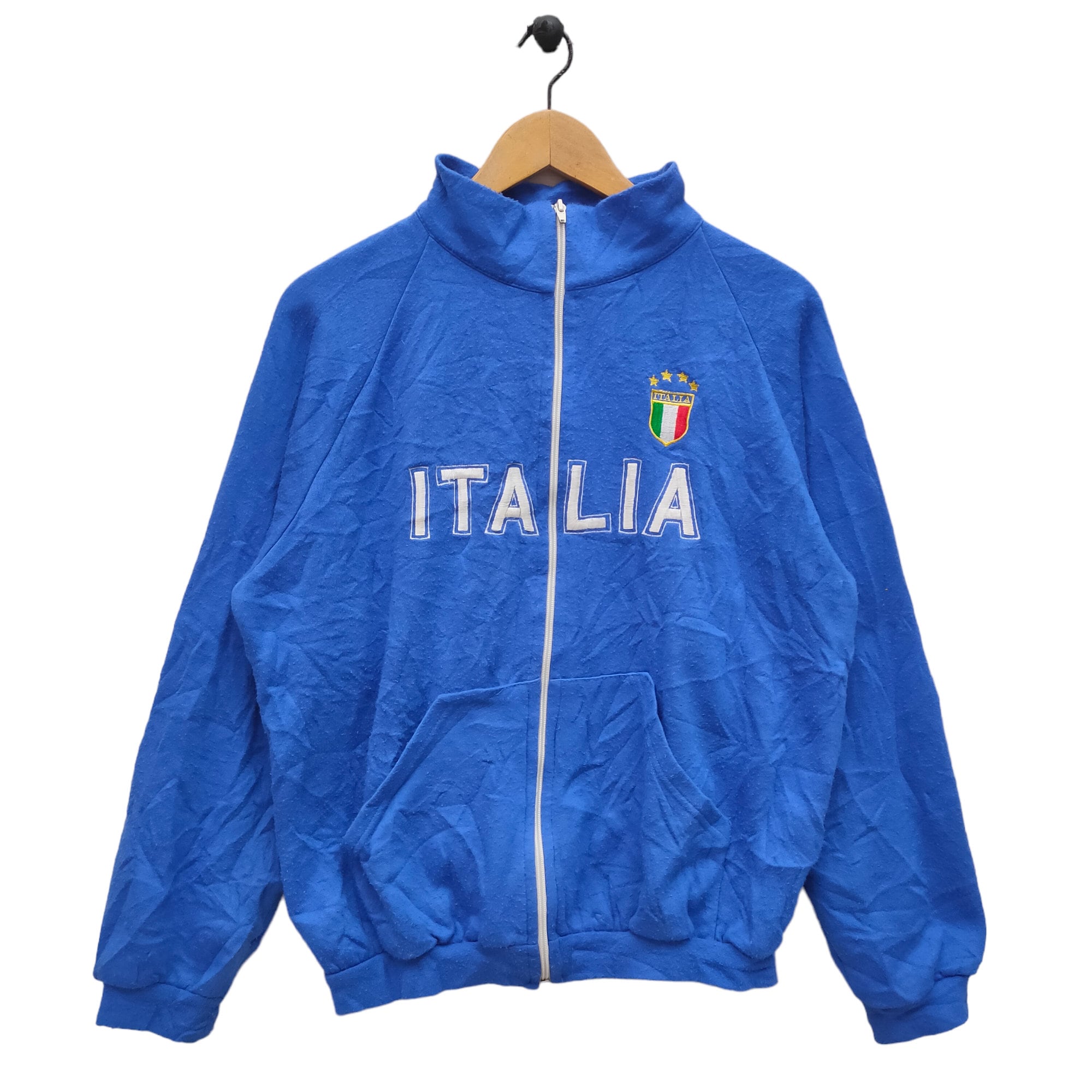 90s Italia Zipper Sweater Large Vintage Embroidery Italia
