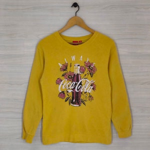 Coca Cola Sweatshirt Crewneck Small Vintage Coke Sweater Jumper Yellow Size S