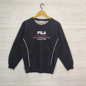 Fila Sweatshirt Crewneck Medium Vintage Fila Biella Italia Embroidery Sweater Jumper Pullover Black Size Medium
