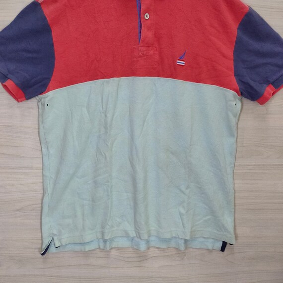 Nautica Polo Shirt, Colorblock Top Tee, Vintage 9… - image 4