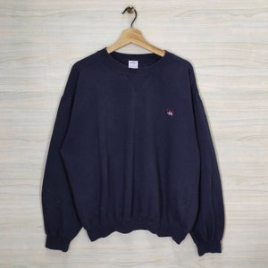 Vtg 90s Hanes Crewneck Sweatshirt Vintage Hanes Spell out Sweater Jumper Pullover Baggy Black Size XL